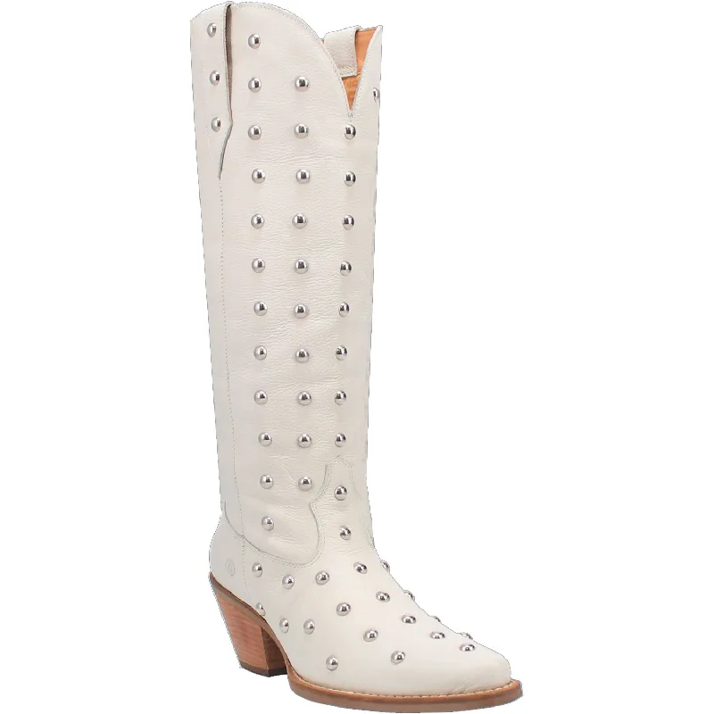 Dingo Womens Broadway Bunny White Leather Cowboy Boots