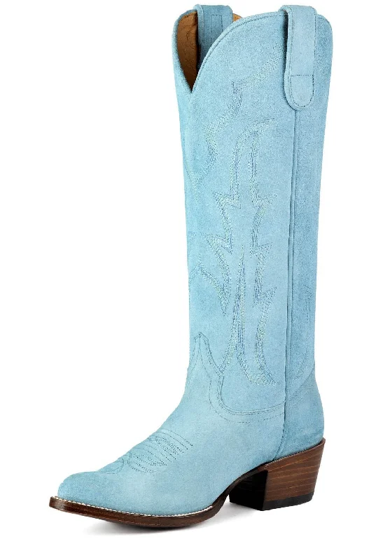 Macie Bean Womens Babys Got Her Blues On Baby Blue Suede Cowboy Boots