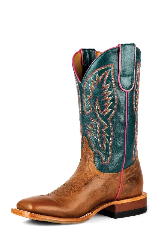 Macie Bean Womens Maryann Teal Goat Leather Cowboy Boots