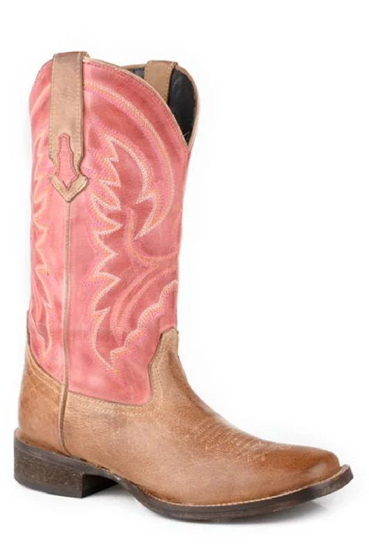 Roper Womens Lindsey Red/Tan Leather Cowboy Boots