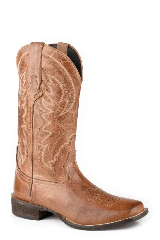 Roper Womens Lindsey Tan Leather Cowboy Boots