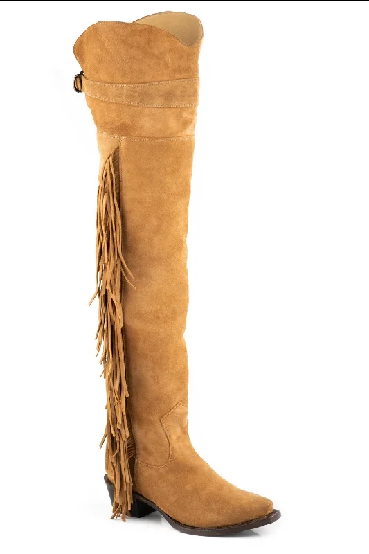 Stetson Womens Glam 26in Tan Leather Cowboy Boots