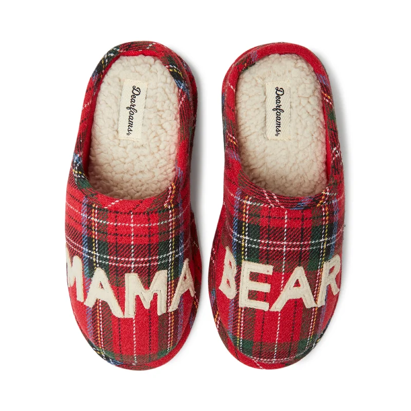 Dearfoams Women's Plaid Mama Bear Mom Clog House Slipper