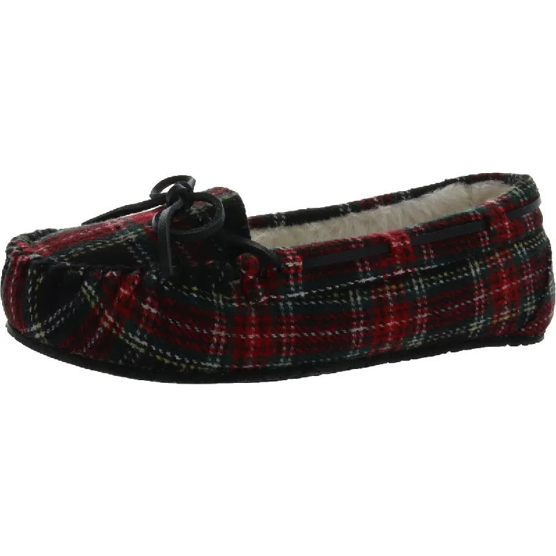 Lodge Trapper Womens Plaid Slip On Loafer Slippers