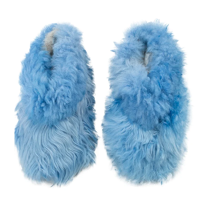 LONG HAIR BLUE SLIPPERS