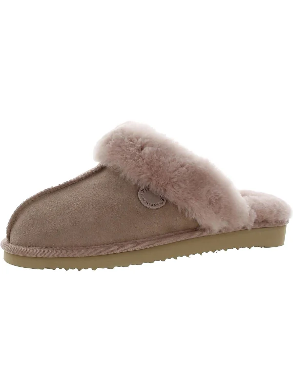 Sydney Womens Suede Shearling Scuff Slippers