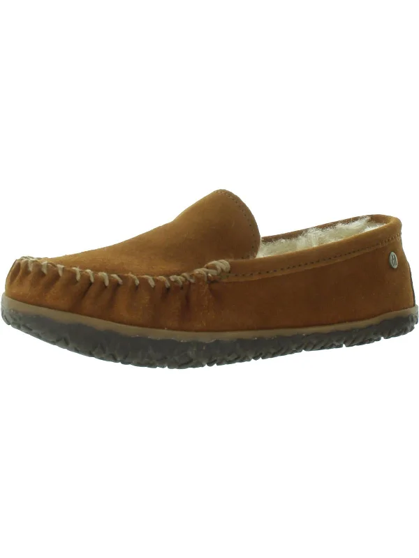 Terese Womens Suede Shearling Moccasin Slippers