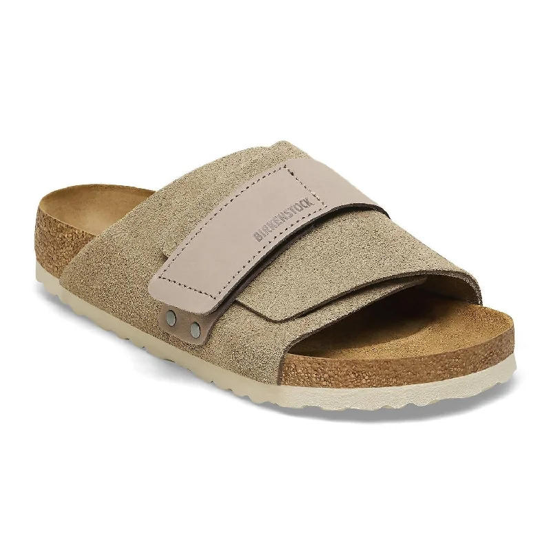 Unisex Kyoto Nubuck-Suede Leather Slide In Taupe