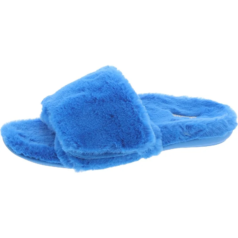 Womens Faux Fur Slip On Slide Slippers