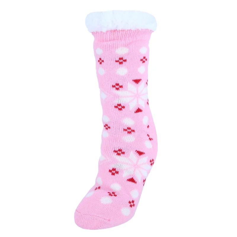 Women's Plush Sherpa Winter Fleece Lining Snowflake Slipper Socks