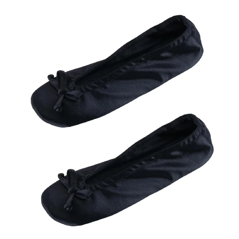 Women's Satin Ballerina Slipper House Shoe (Pack of 2)